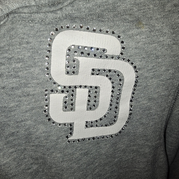 PINK MLB SD Padre Baseball Victoria's Secret Womans Heather Gray Pullover - Picture 2 of 9